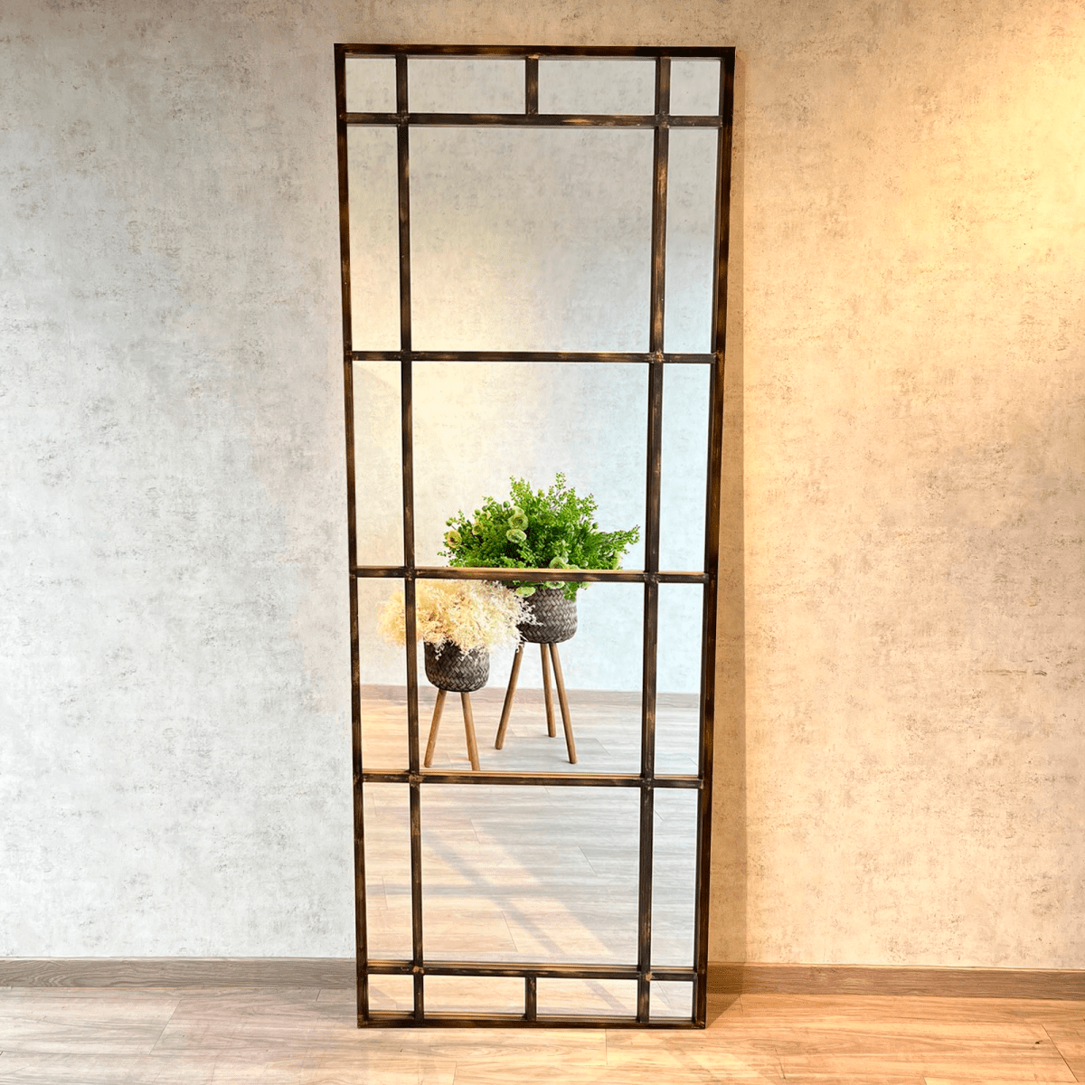 Espejo ventana metal  color  bronce envejecido 75x200cm